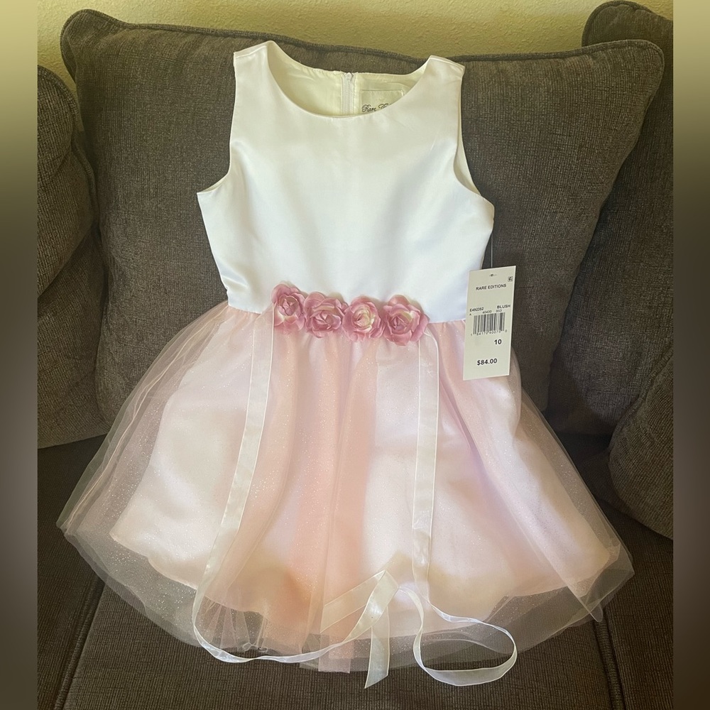 NWT Rare Editions Pink and White dress - size 10